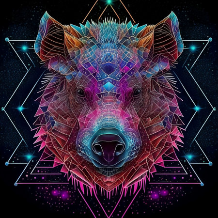 Zodiac sign of the Pig. Zodiac symbol on a cosmic background.の素材