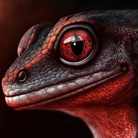 Close-up portrait of a gecko. 3D rendering.の素材