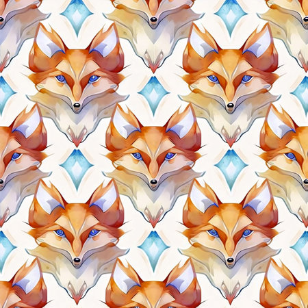 Seamless pattern with watercolor foxes. Vector illustration.の素材
