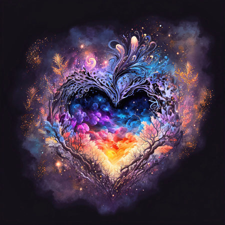 Beautiful heart with watercolor splashes in the shape of a heart.の素材