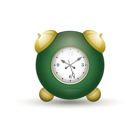 Alarm  clock. Green, gold. Vintage style.のイラスト素材
