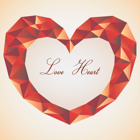 Heart in a polygon style in red tonesのイラスト素材