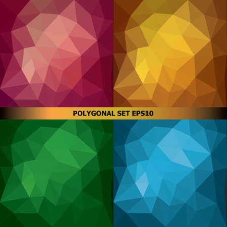 Set in a polygon style in four colorsのイラスト素材