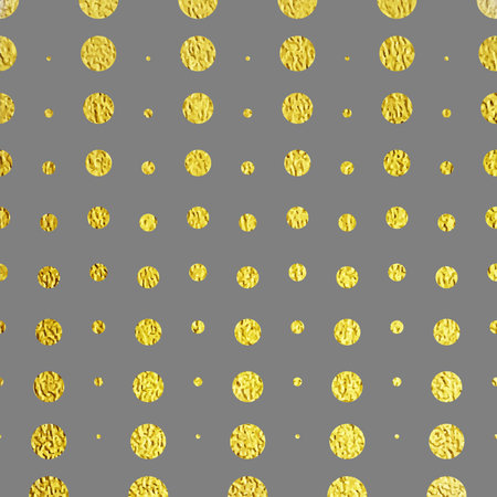 Pattern of gold circles on a gray background. forms of movement. Vertical rows.