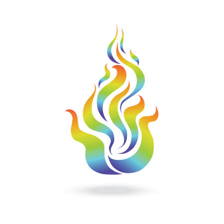 Images of fire. Rainbow. Multi-colored logo on a white background.のイラスト素材