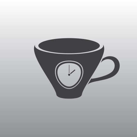 The black silhouette of a graceful cups. A cup with a timer. A cup with a dial. Lunch break.のイラスト素材