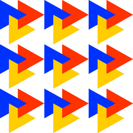 Isometric figures on a white background. Bright colors. Geometric pattern. Seamless pattern.