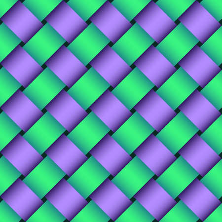 Background of the bands intersecting volume. Bright green and purple ribbons.のイラスト素材