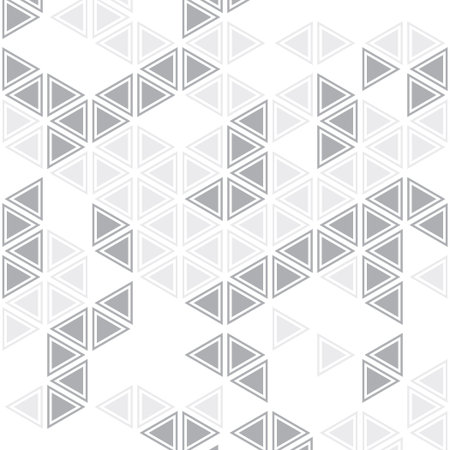 Background with monochrome isometric drawings. Grey triangles on a white background. Geometric pattern.のイラスト素材