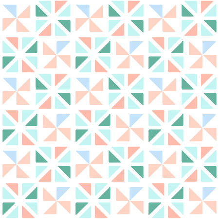 Seamless geometric pattern on a white background. The pattern of colored triangles. Retro style. Mosaic forms.のイラスト素材