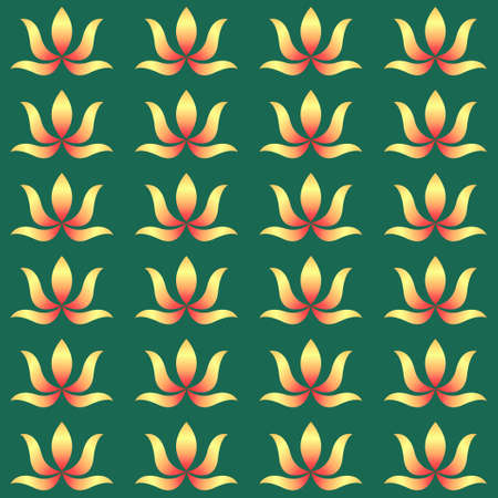 Exotic flowers on a green background. Seamless image.のイラスト素材