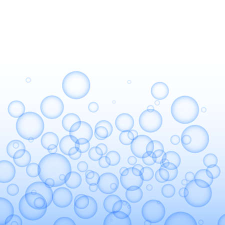 Bubbles of water on a white background. Soap bubbles flying in the air.のイラスト素材