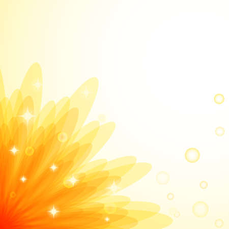 Bright sunny flower on a light background. Glare and stars. Warm tones.のイラスト素材