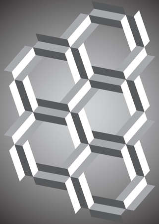 Horizontal background with hexagonal shape. Monochrome image. Shades of gray.のイラスト素材