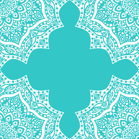 White lace on turquoise background. Elegant seamless pattern.のイラスト素材