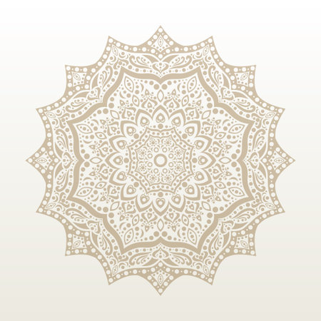 Beige flowers on a light background. The pattern in the Indian style.のイラスト素材