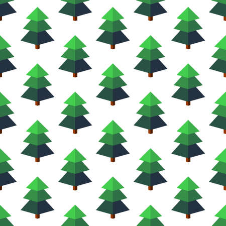 Firtree in isometric style on a white background. Seamless pattern. Flat figures.のイラスト素材