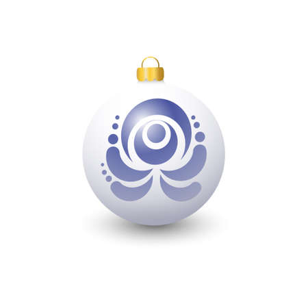 Decorating for Christmas trees. Steklyannny ball. Blue floral pattern. Gzhel.のイラスト素材