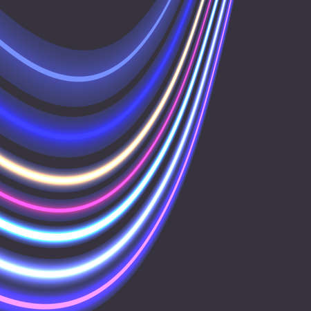 Neon lines on a dark background. Glowing pieces.のイラスト素材