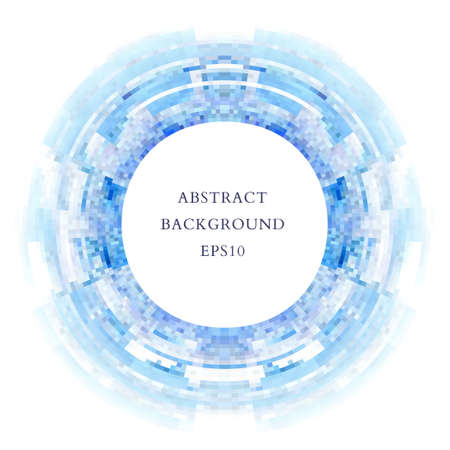 Abstract background with ring of geometric shapes. White background. Shades of blue.のイラスト素材