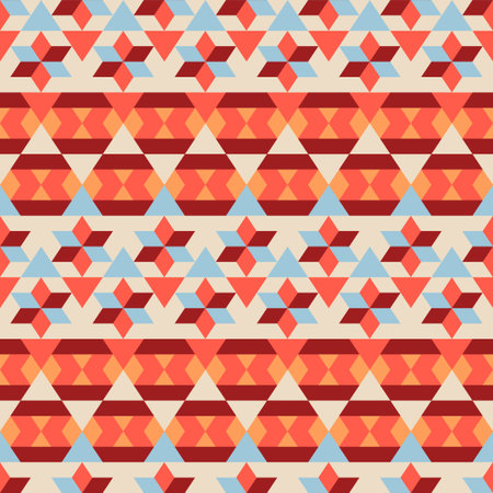 Seamless pattern with bright geometric shapes. Ethnic style.