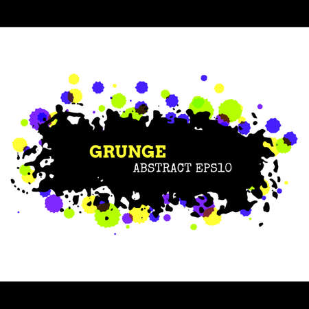 Abstract black spot in the grunge style. Bright splashes on white background.のイラスト素材