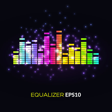 Abstract bright image of musical equalizer. Glitter and glow. The color spectrum.