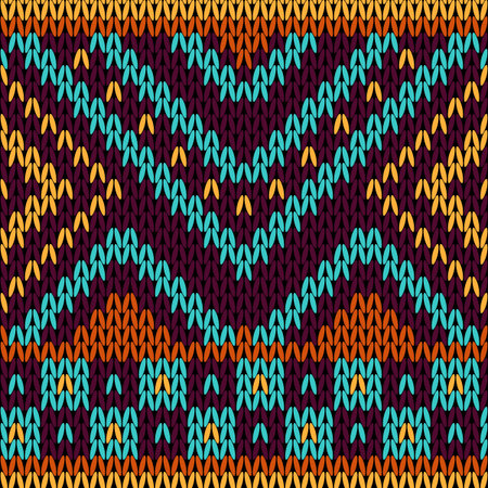 Seamless knitted pattern in ethnic style. Warm shades.のイラスト素材