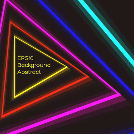 Abstract dark background with triangles. Neon pattern.のイラスト素材