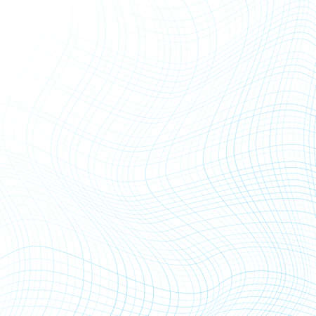 Abstract pattern with blue distorted lines on white background. Lattice distortion. Empty space.のイラスト素材