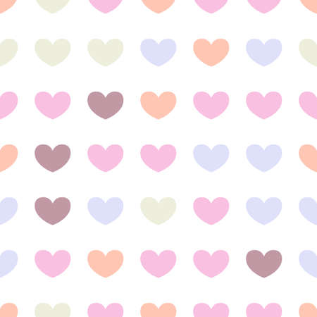 Seamless pattern with colored hearts on a white background. Soft muted tones.のイラスト素材