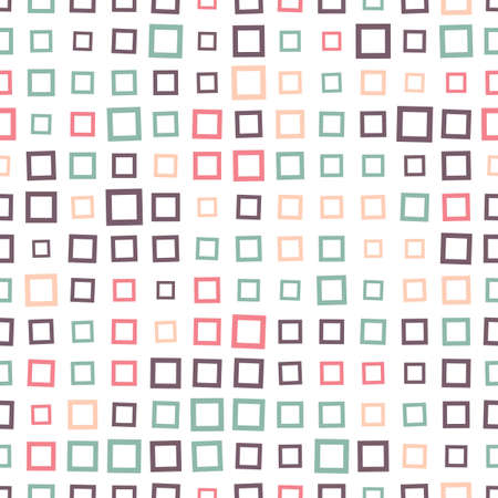 Seamless pattern of squares in shades of warm colors. White background.のイラスト素材