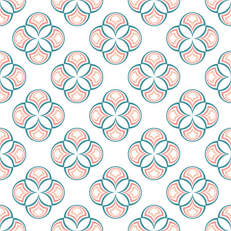 Abstract seamless background with original pattern of geometric shapes. White background.のイラスト素材