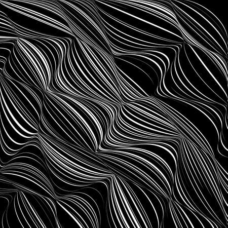 Abstract pattern of a plurality of deformed lines on a black background. The original geometric pattern.のイラスト素材