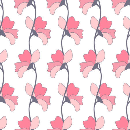 Seamless floral pattern from set of bright elements. Curly vine.のイラスト素材