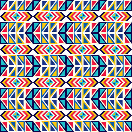 Abstract seamless pattern of various geometric elements. Ethnic style.のイラスト素材
