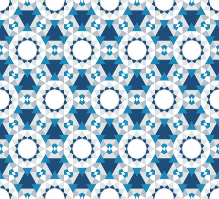 Abstract seamless geometric pattern of many elements. A kaleidoscope of shapes and shades of colors.のイラスト素材