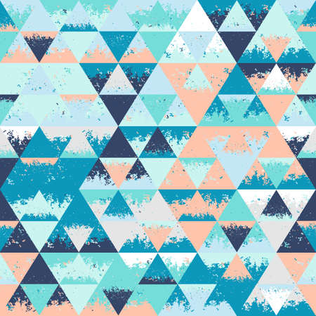 Grunge seamless pattern with cracked rhombuses and triangle.のイラスト素材