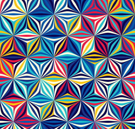 Bright seamless pattern of geometric shapes. Color creates the volume elements.のイラスト素材