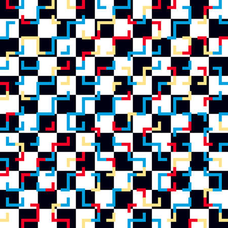 Seamless pattern of geometric shapes. A maze of lines and shapes.のイラスト素材