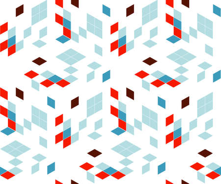 Abstract seamless pattern from cubic elements. Movement of colors and shapes. Diagonal lines.のイラスト素材