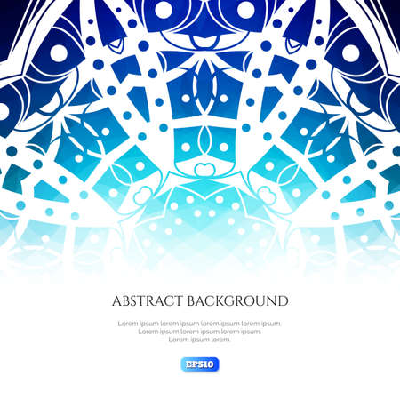 Abstract winter background. Cool shades of colors. Ice flower on a blue background. White space for text.のイラスト素材