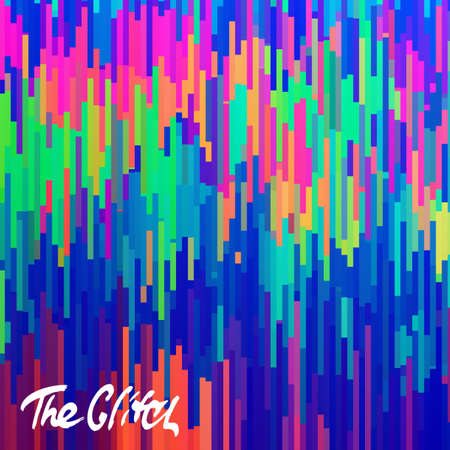 Glitched abstract vector background made of colorful pixel mosaic. Digital decay, signal error, television fail.のイラスト素材