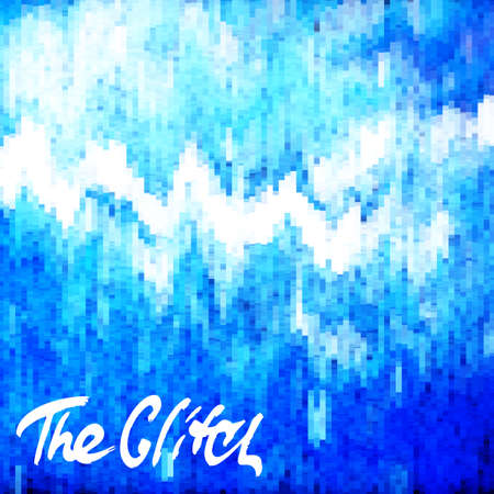 Glitched abstract vector background made of colorful pixel mosaic. Digital decay, signal error, television fail.のイラスト素材