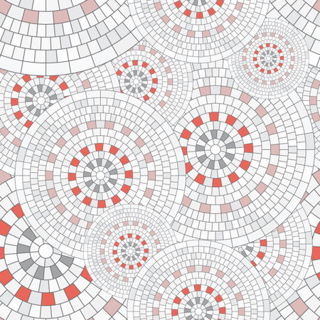 Abstract seamless pattern of geometric shapes. Circular mosaic. Form overlay each other.のイラスト素材