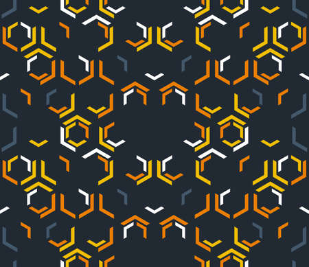 Abstract seamless pattern of hexagons. Modern technologies. Movement of geometric shapes.のイラスト素材