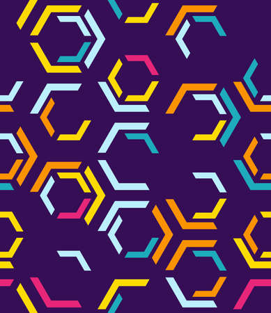 Abstract seamless pattern of hexagons. Modern technologies. Movement of geometric shapes.のイラスト素材