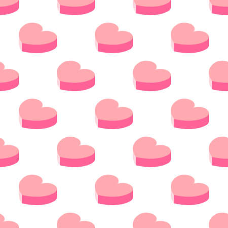 Seamless pattern. The image of the heart in isometric projection.のイラスト素材