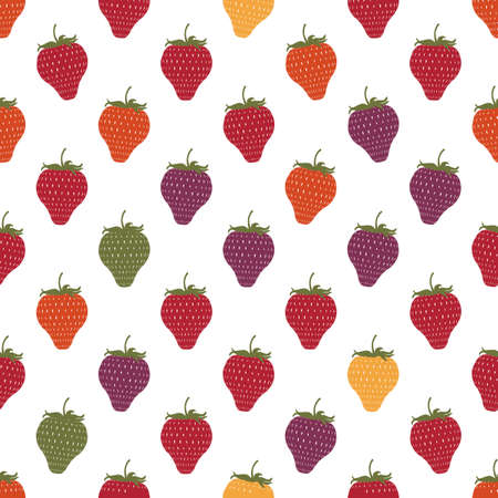 Seamless pattern with strawberries. Harvest time. A delicious sweet dessert.のイラスト素材
