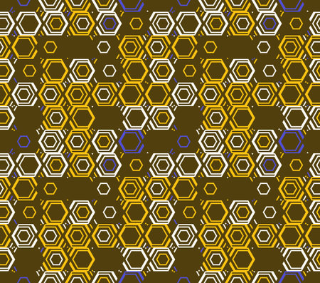 Abstract seamless pattern of hexagons and triangles.